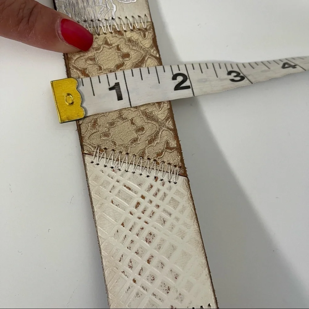 Fossil Embellished Leather Belt Grunge Boho